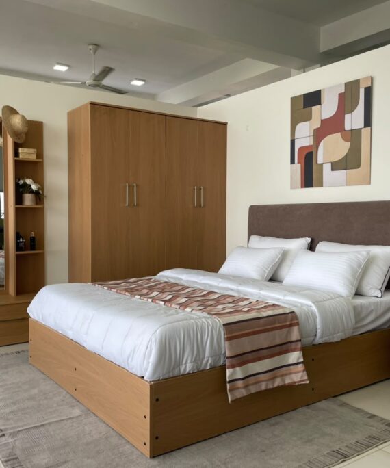 Iris Bedroom with Modular Wardrobe and Upholstered Bed